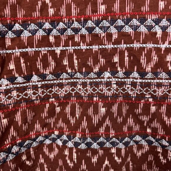 Eddie Bauer Outdoor Brown Orange Maxi Skirt Embroidered Aztec Print Size XS - Picture 2 of 7